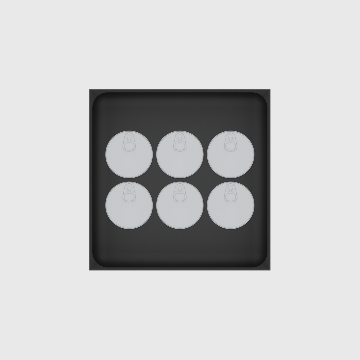 Large tray organiser – 6x6 (177 × 177 mm) — example contents in Charcoal Black
