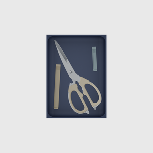 7×5 organiser with kitchen scissors and sealing clips — ArmyBlue