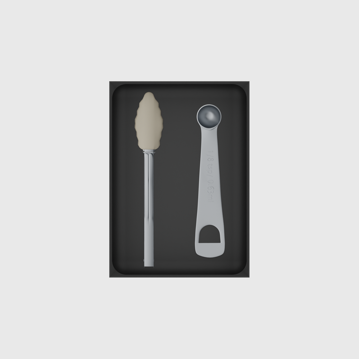 7×5 organiser with silicone tongs and measuring spoon — CharcoalBlack