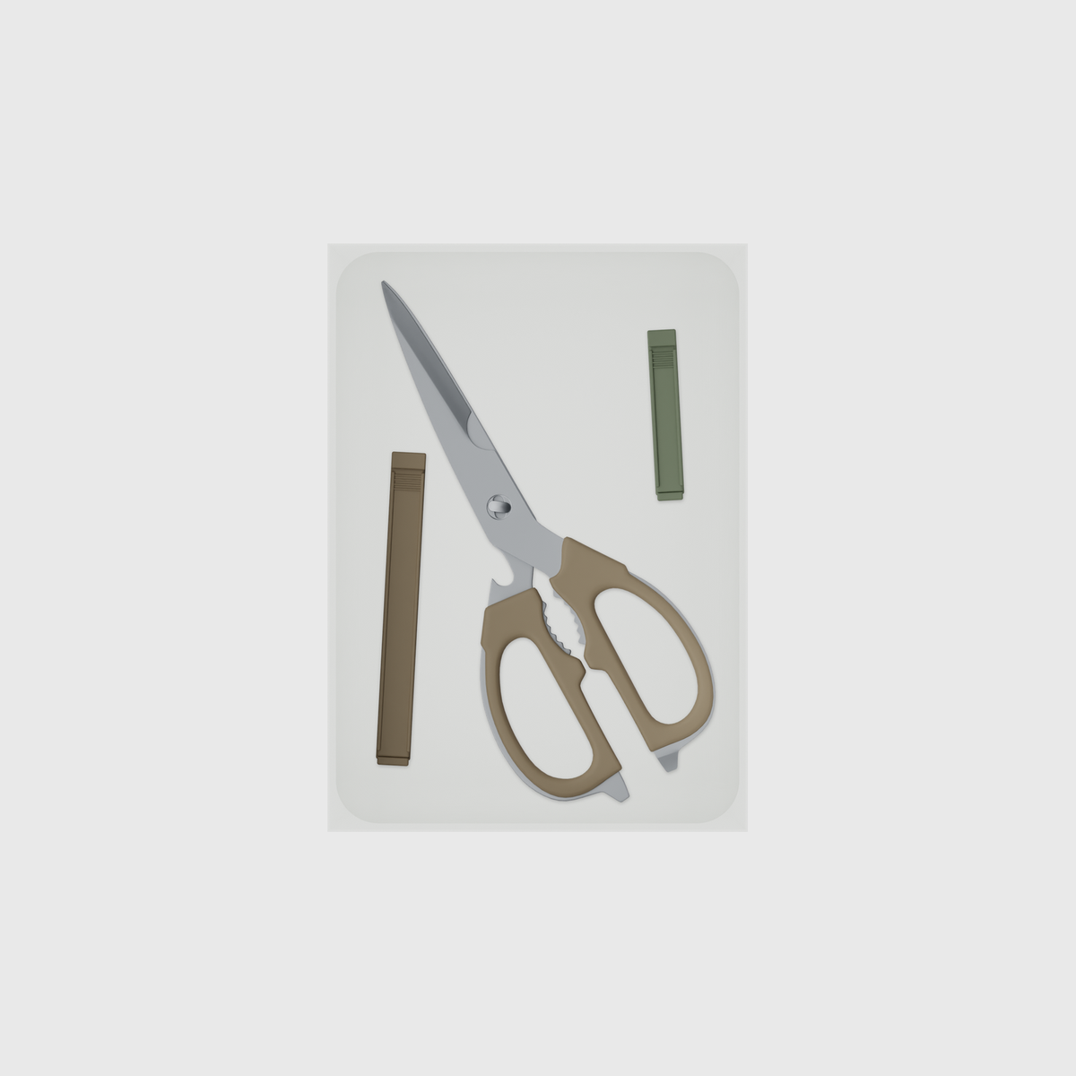 7×5 organiser with kitchen scissors and sealing clips — CottonWhite