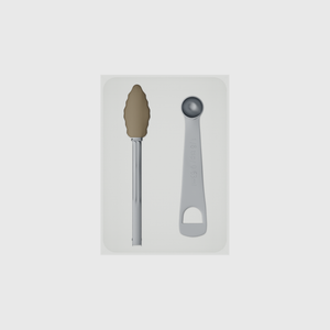 7×5 organiser with silicone tongs and measuring spoon — CottonWhite