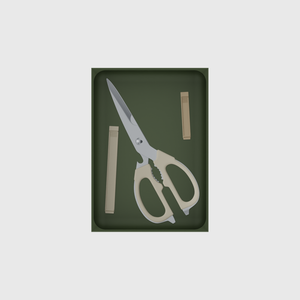7×5 organiser with kitchen scissors and sealing clips — OliveGreen