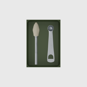 7×5 organiser with silicone tongs and measuring spoon — OliveGreen
