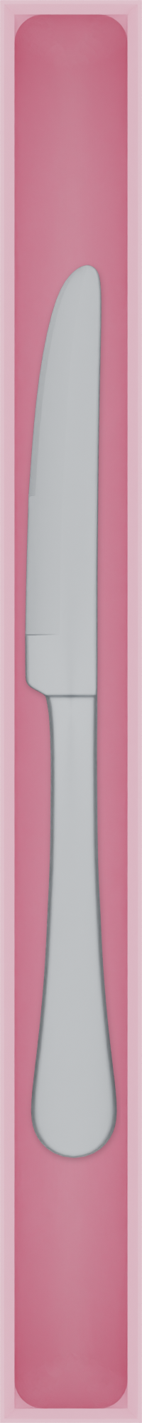 Long strip organiser – 10×1 (295 × 29.5 mm) in Sakura Pink, shown with a dessert knife. Top view.