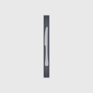 Long strip organiser – 10×1 (295 × 29.5 mm) in Fossil Grey, shown with a dessert knife. Top view.