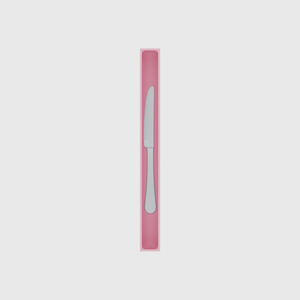 Long strip organiser – 10×1 (295 × 29.5 mm) in Sakura Pink, shown with a dessert knife. Top view.