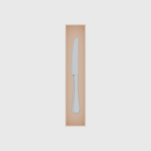 Long tray organiser – 10×2 (295 × 59 mm) in Army Beige, shown with 2 dinner knives. Top view.