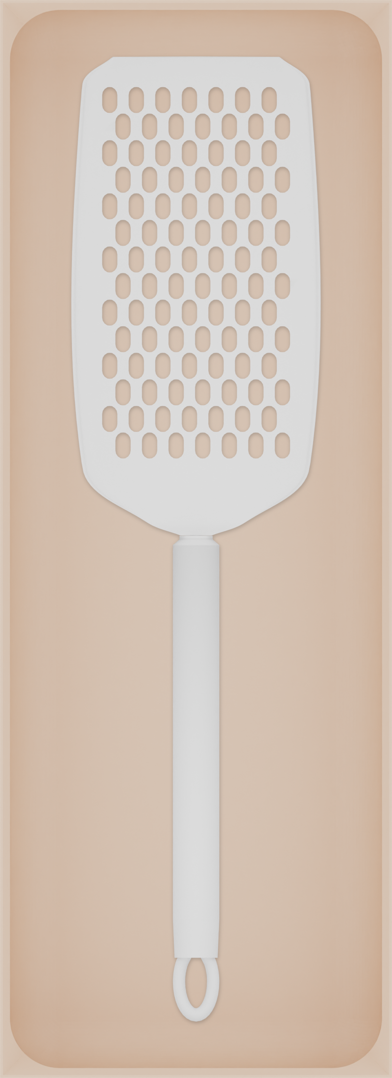 Long tray organiser – 11×4 (324.5 × 118 mm) in Army Beige, shown with a handheld grater. Top view.
