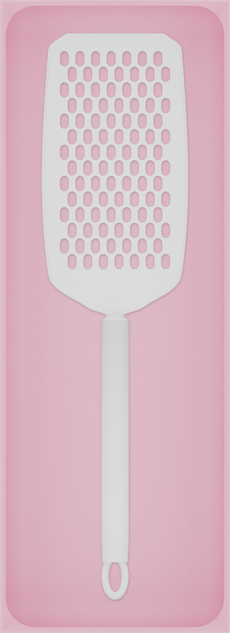 Long tray organiser – 11×4 (324.5 × 118 mm) in Sakura Pink, shown with a handheld grater. Top view.