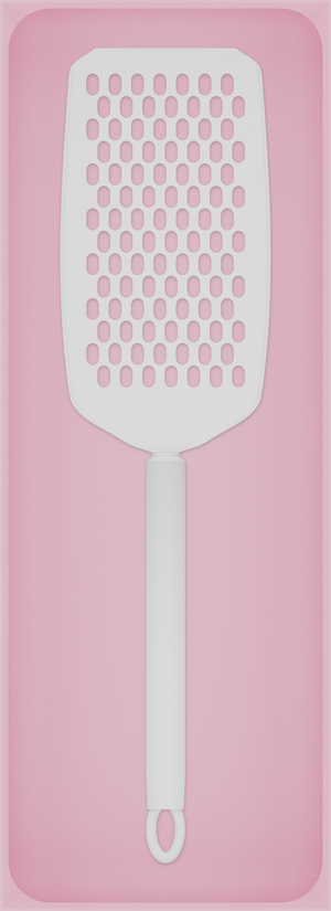 Long tray organiser – 11×4 (324.5 × 118 mm) in Sakura Pink, shown with a handheld grater. Top view.