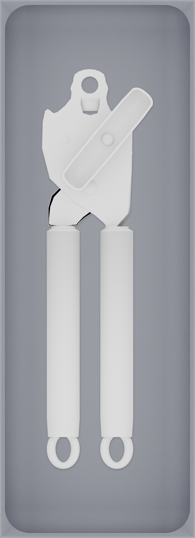Long tray organiser – 11×4 (324.5 × 118 mm) in Fossil Grey, shown with a can opener. Top view.
