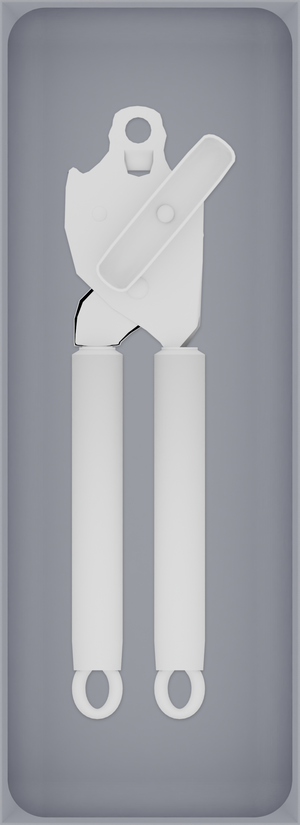 Long tray organiser – 11×4 (324.5 × 118 mm) in Fossil Grey, shown with a can opener. Top view.