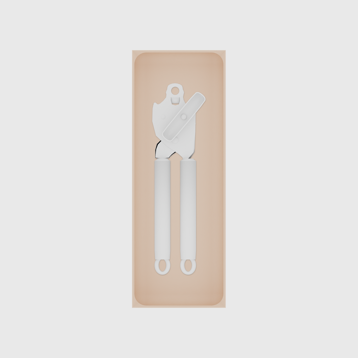 Long tray organiser – 11×4 (324.5 × 118 mm) in Army Beige, shown with a can opener. Top view.