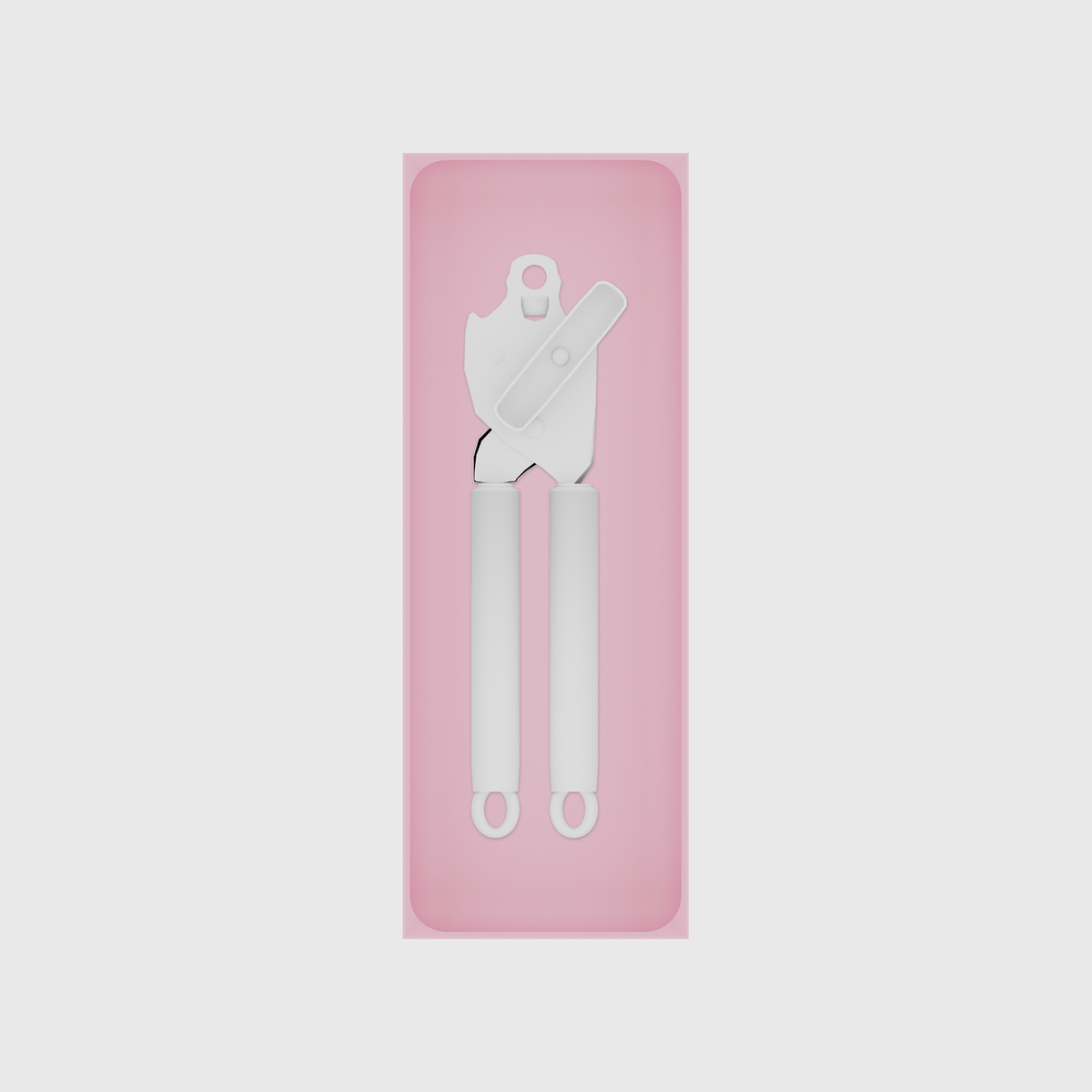Long tray organiser – 11×4 (324.5 × 118 mm) in Sakura Pink, shown with a can opener. Top view.