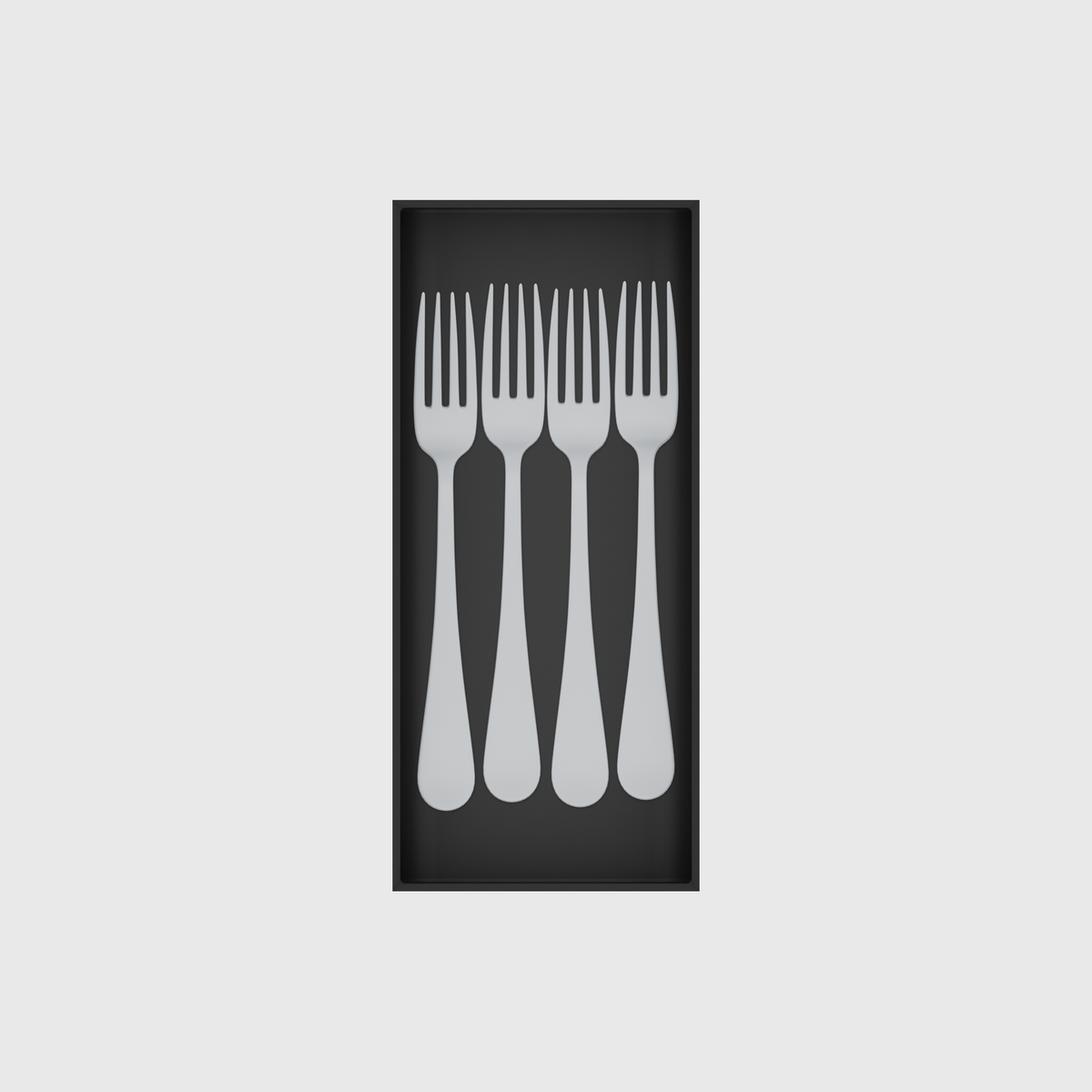 Long Cutlery Box 9x4 — example contents in Charcoal Black