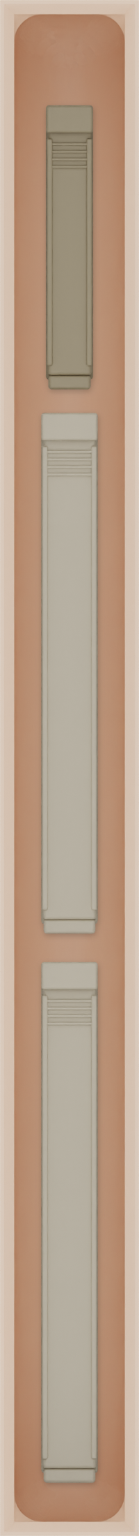 Long strip organiser – 11×1 (324.5 × 29.5 mm) in Army Beige, shown with sealing clips. Top view.