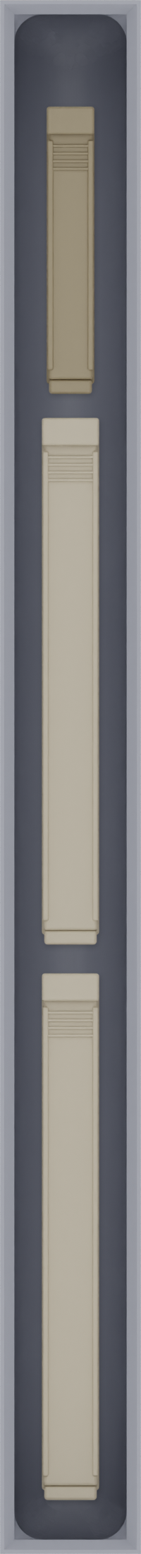 Long strip organiser – 11×1 (324.5 × 29.5 mm) in Fossil Grey, shown with sealing clips. Top view.