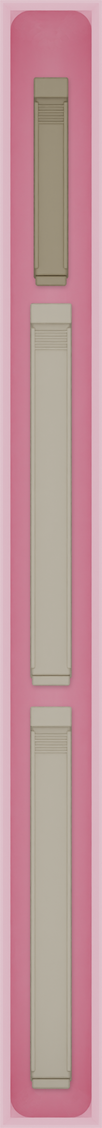 Long strip organiser – 11×1 (324.5 × 29.5 mm) in Sakura Pink, shown with sealing clips. Top view.
