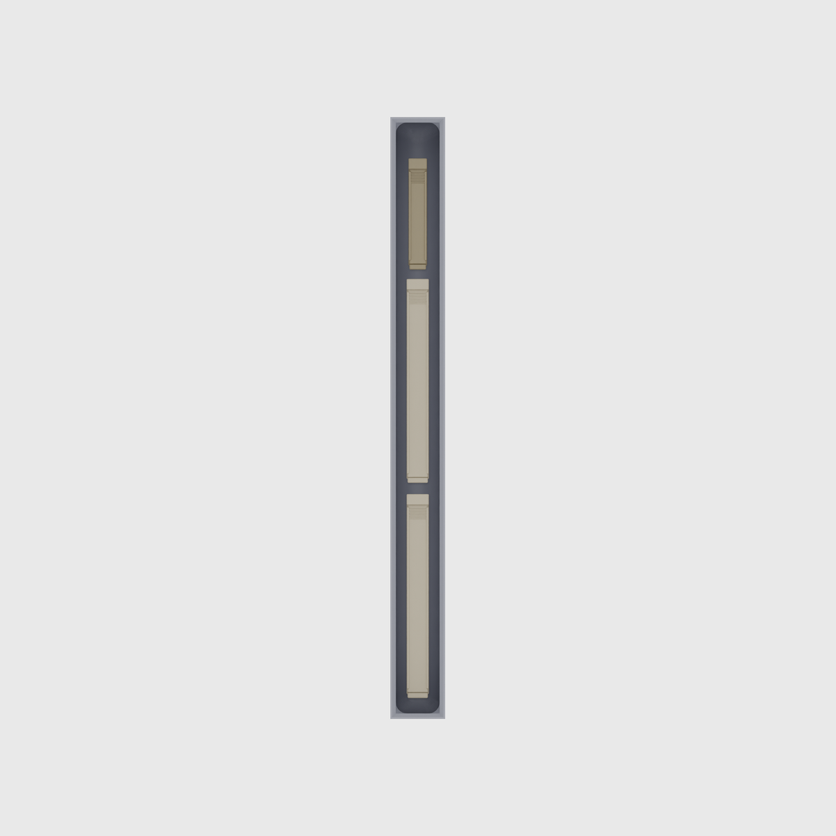 Long strip organiser – 11×1 (324.5 × 29.5 mm) in Fossil Grey, shown with sealing clips. Top view.