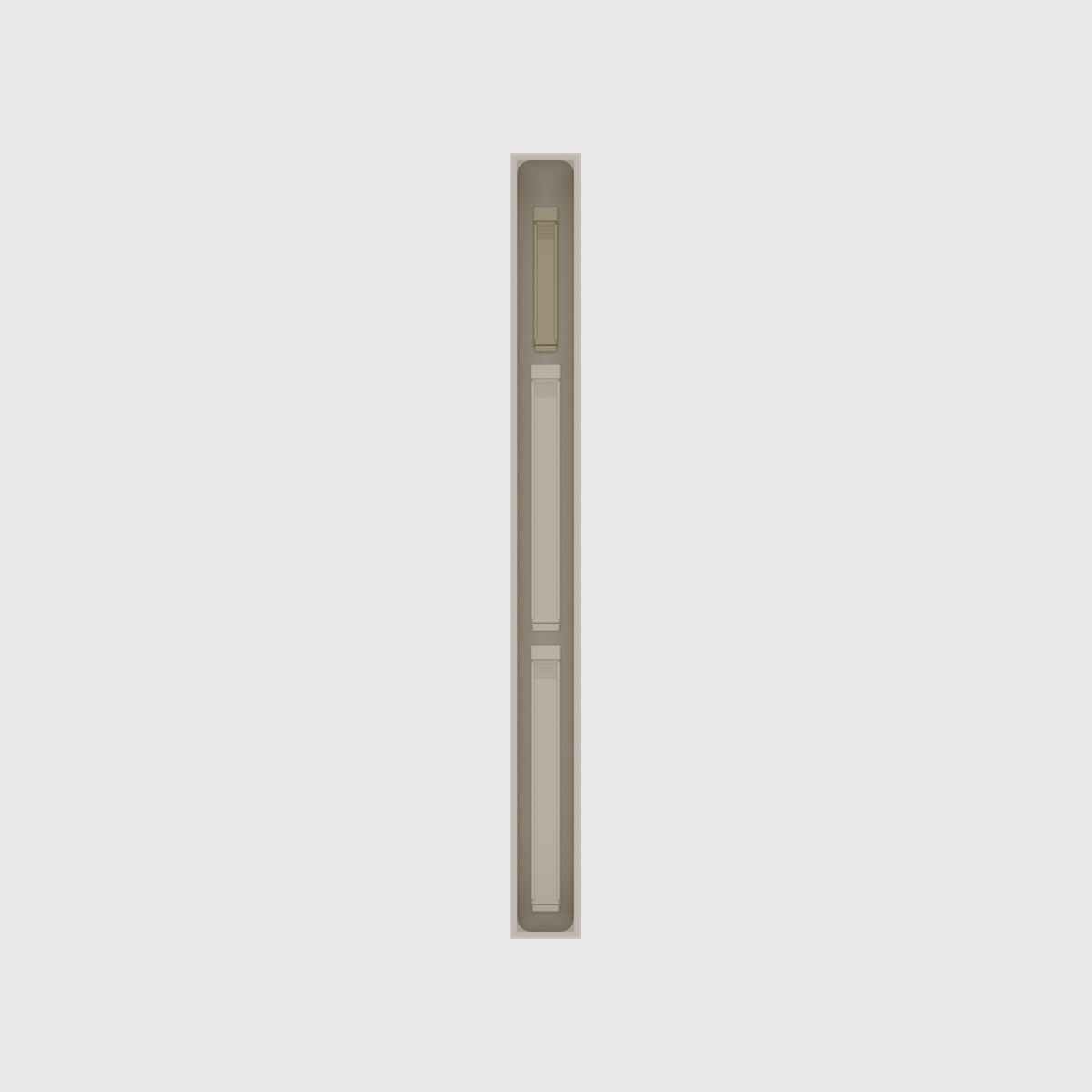 Long strip organiser – 11×1 (324.5 × 29.5 mm) in Muted White, shown with sealing clips. Top view.