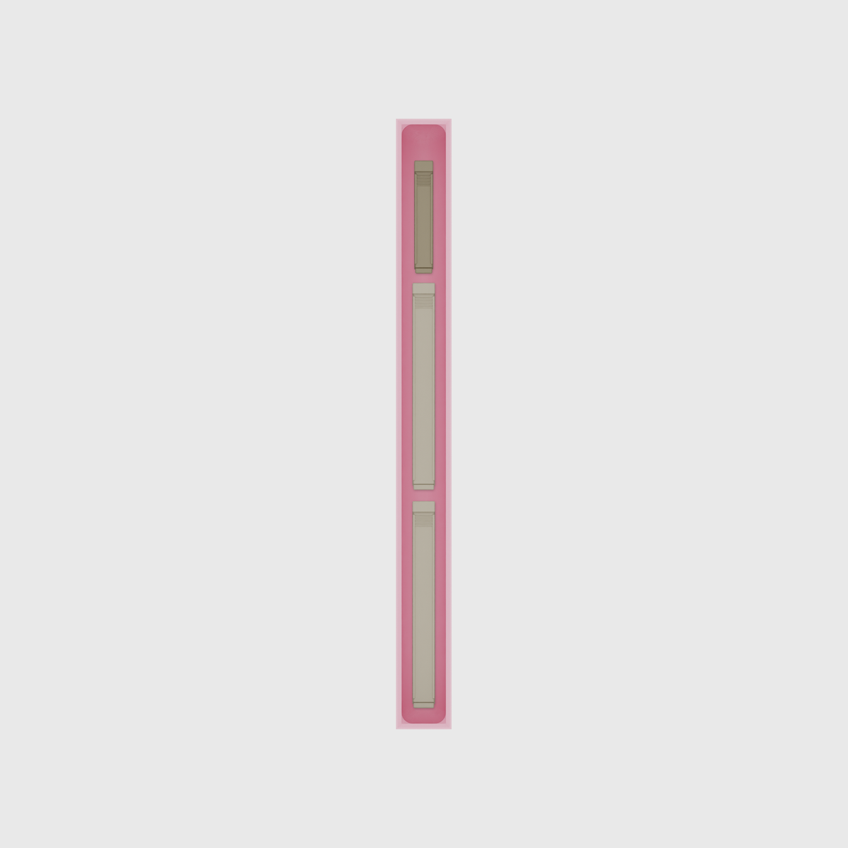 Long strip organiser – 11×1 (324.5 × 29.5 mm) in Sakura Pink, shown with sealing clips. Top view.