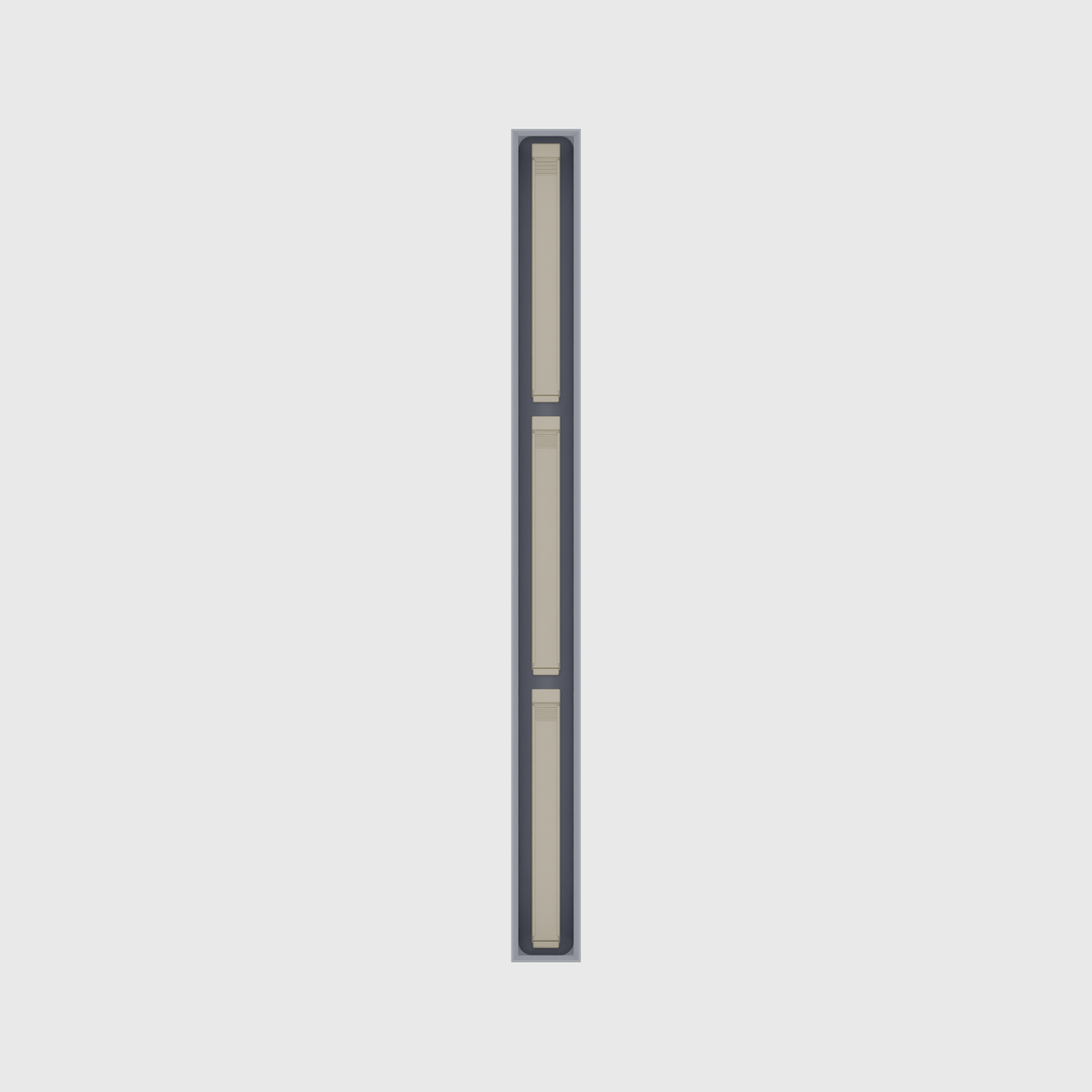 Long strip organiser – 12×1 (354 × 29.5 mm) in Fossil Grey, shown with sealing clips. Top view.