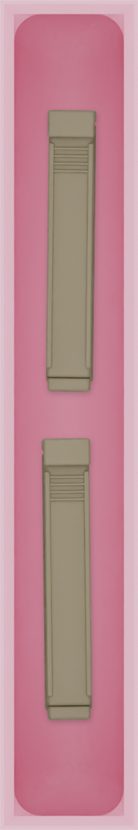 Long strip organiser – 6×1 (177 × 29.5 mm) in Sakura Pink, shown with sealing clips. Top view.