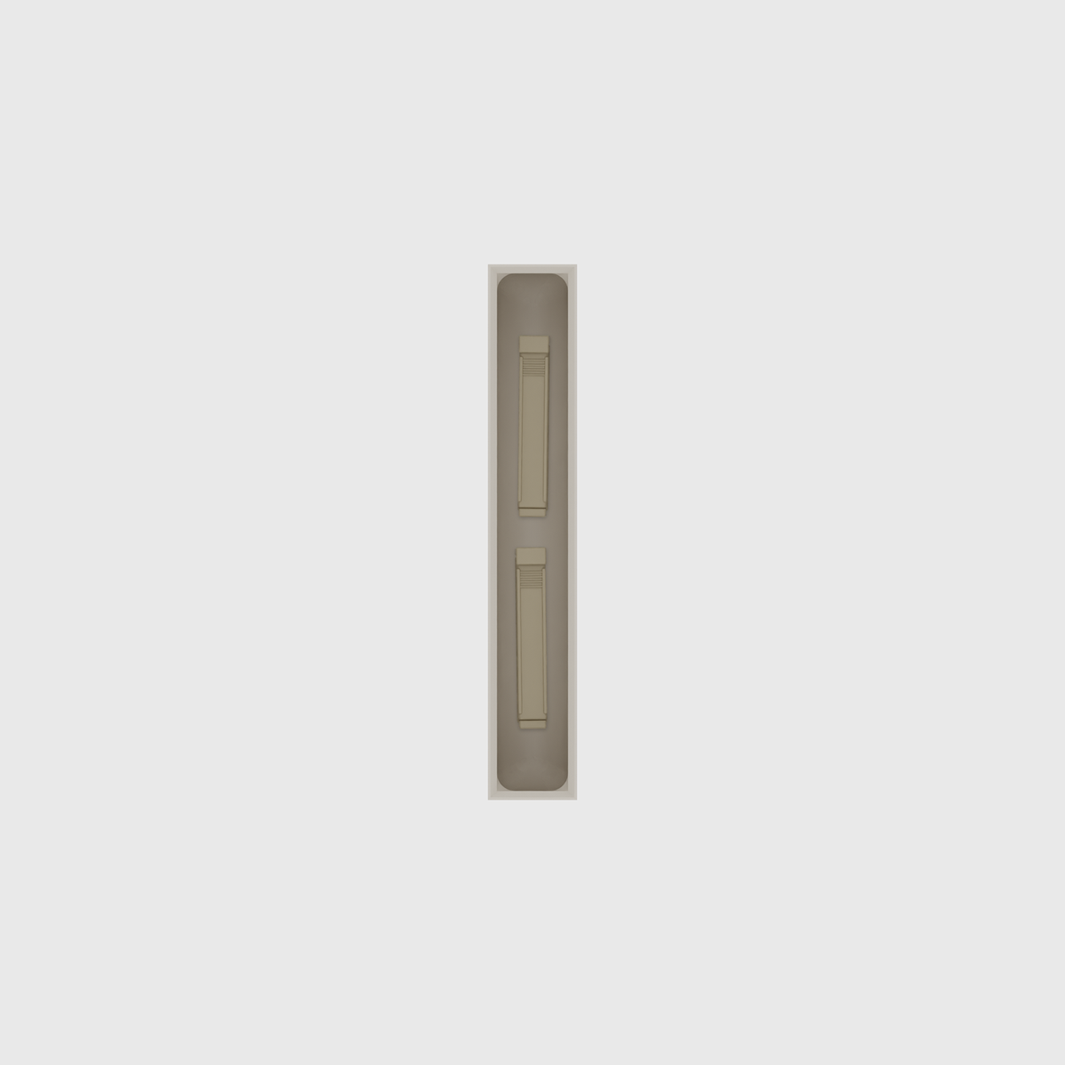 Long strip organiser – 6×1 (177 × 29.5 mm) in Muted White, shown with sealing clips. Top view.