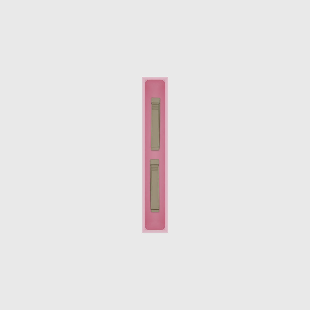 Long strip organiser – 6×1 (177 × 29.5 mm) in Sakura Pink, shown with sealing clips. Top view.