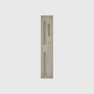 Long tray organiser – 10×2 (295 × 59 mm) in Muted White, shown with sealing clips. Top view.