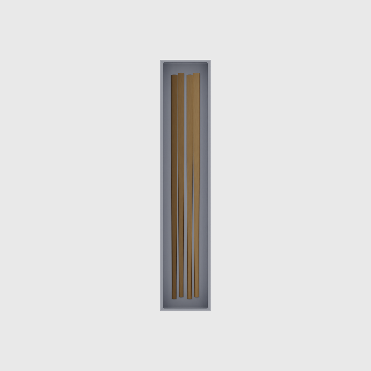 Long tray organiser – 10×2 (295 × 59 mm) in Fossil Grey, shown with chopsticks. Top view.