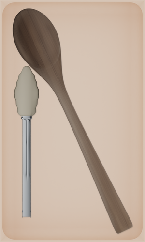 Long tray organiser – 10×6 (295 × 177 mm) in Army Beige, shown with wooden and silicone kitchen utensils. Top view.