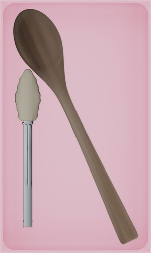 Long tray organiser – 10×6 (295 × 177 mm) in Sakura Pink, shown with wooden and silicone kitchen utensils. Top view.