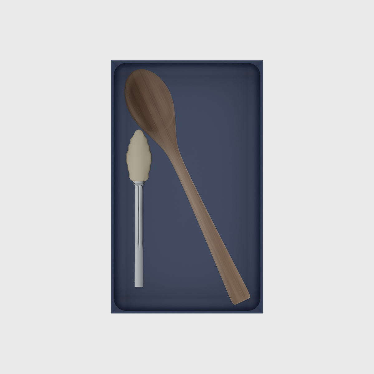 10×6 organiser with bamboo spoon and silicone tongs — ArmyBlue