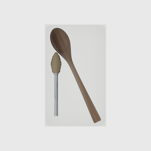 10×6 organiser with bamboo spoon and silicone tongs — CottonWhite