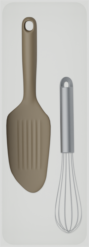 11×4 organiser with whisk and scraper — CottonWhite