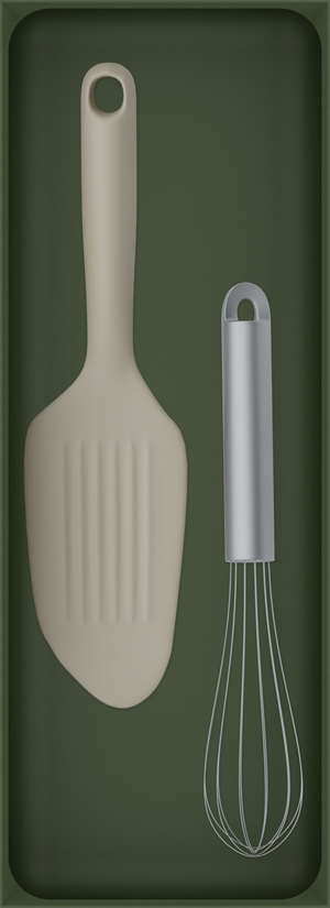 11×4 organiser with whisk and scraper — OliveGreen