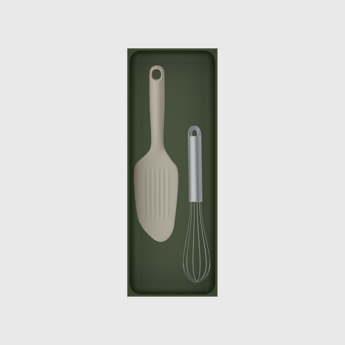 11×4 organiser with whisk and scraper — OliveGreen