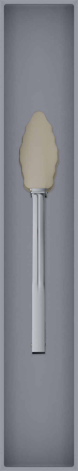 Long tray organiser – 12×2 (354 × 59 mm) in Fossil Grey, shown with kitchen tongs. Top view.