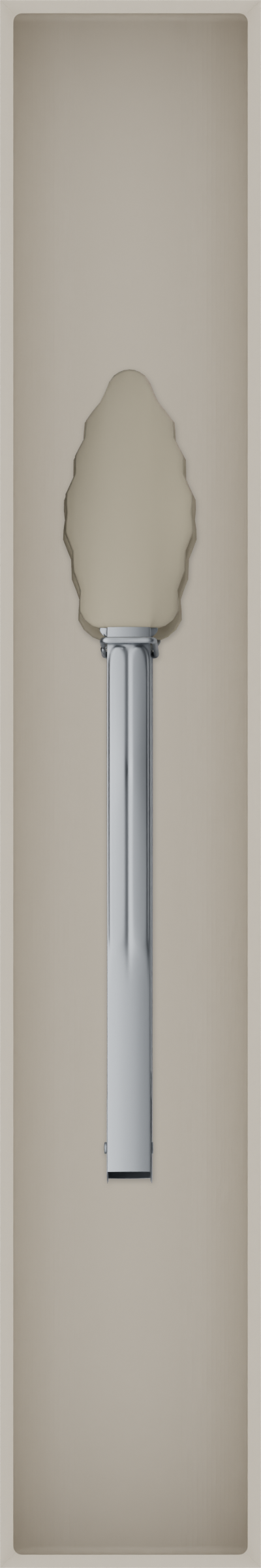 Long tray organiser – 12×2 (354 × 59 mm) in Muted White, shown with kitchen tongs. Top view.