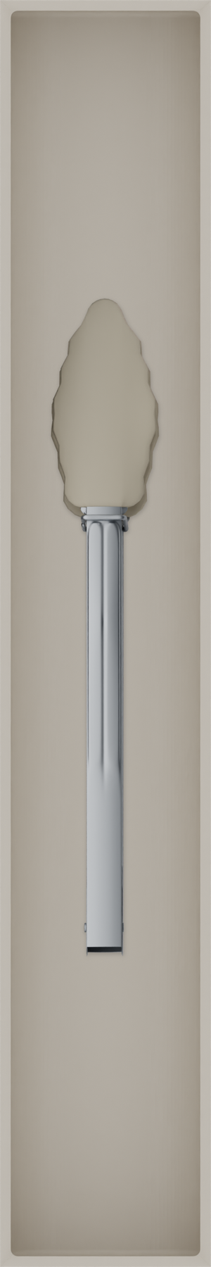Long tray organiser – 12×2 (354 × 59 mm) in Muted White, shown with kitchen tongs. Top view.