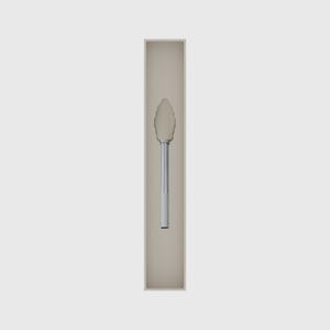 Long tray organiser – 12×2 (354 × 59 mm) in Muted White, shown with kitchen tongs. Top view.