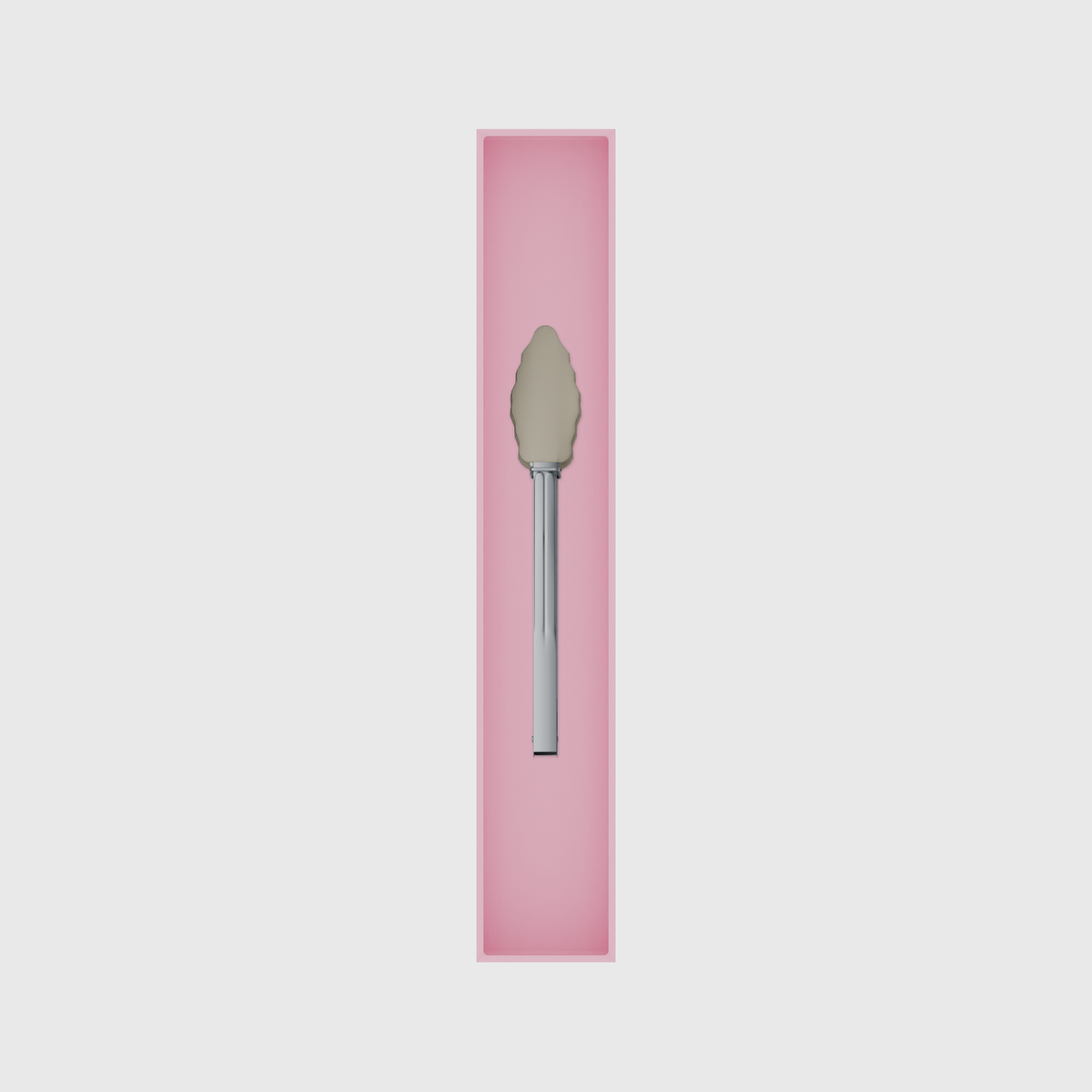 Long tray organiser – 12×2 (354 × 59 mm) in Sakura Pink, shown with kitchen tongs. Top view.