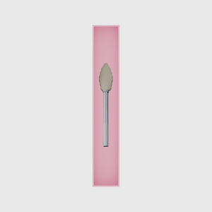 Long tray organiser – 12×2 (354 × 59 mm) in Sakura Pink, shown with kitchen tongs. Top view.