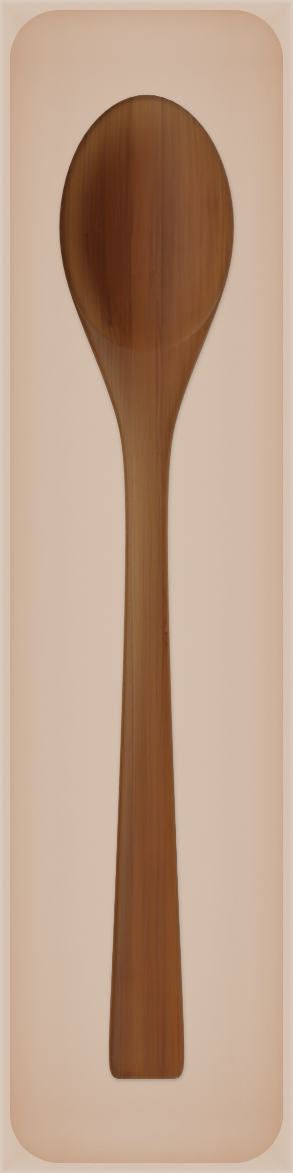 Long tray organiser – 12×3 (354 × 88.5 mm) in Army Beige, shown with a wooden cooking spoon. Top view.