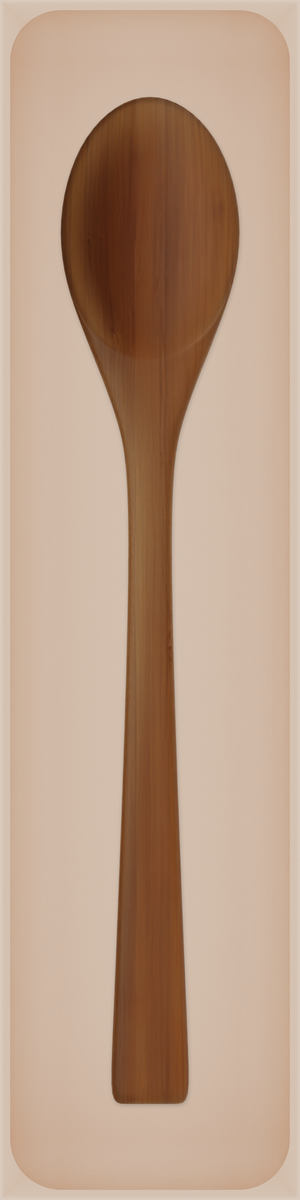 Long tray organiser – 12×3 (354 × 88.5 mm) in Army Beige, shown with a wooden cooking spoon. Top view.
