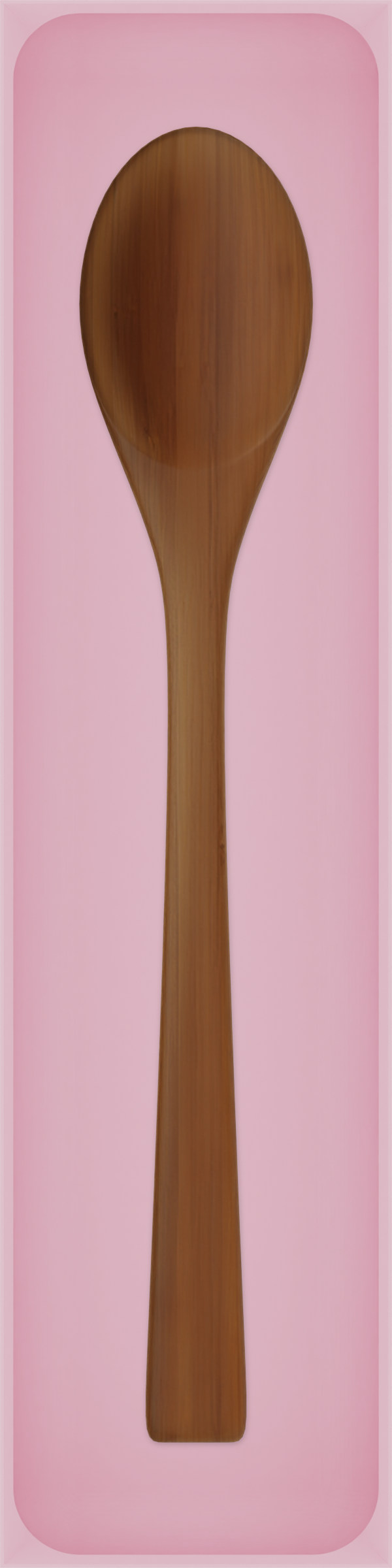 Long tray organiser – 12×3 (354 × 88.5 mm) in Sakura Pink, shown with a wooden cooking spoon. Top view.
