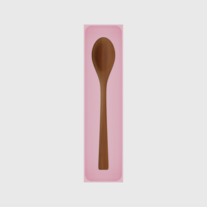 Long tray organiser – 12×3 (354 × 88.5 mm) in Sakura Pink, shown with a wooden cooking spoon. Top view.
