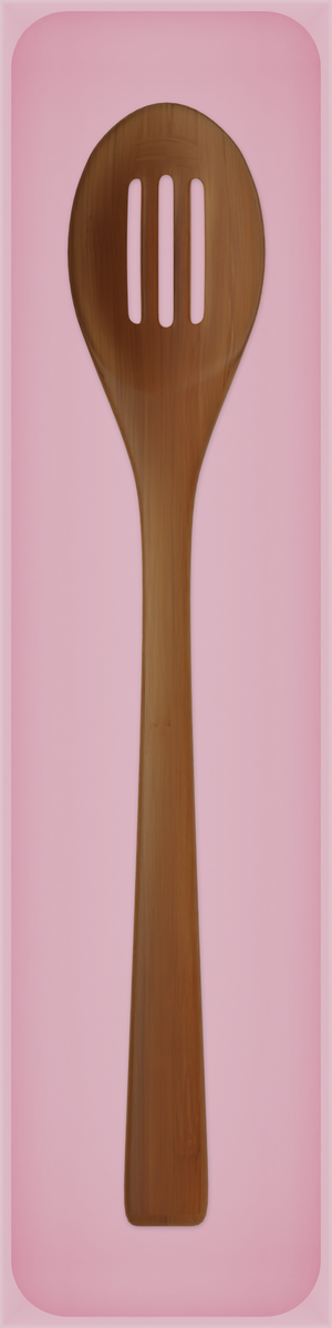 Long tray organiser – 12×3 (354 × 88.5 mm) in Sakura Pink, shown with a slotted cooking spoon. Top view.