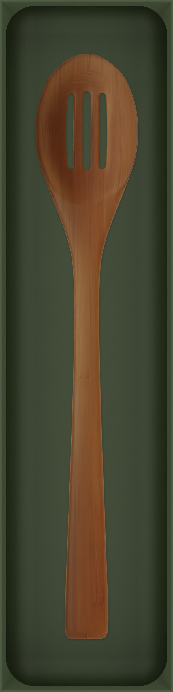 12×3 organiser with bamboo slotted spoon — OliveGreen